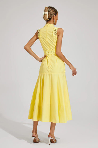 Petra | Ärmelloses Midikleid für Damen mit Spitze, geeignet für Hochzeiten  
