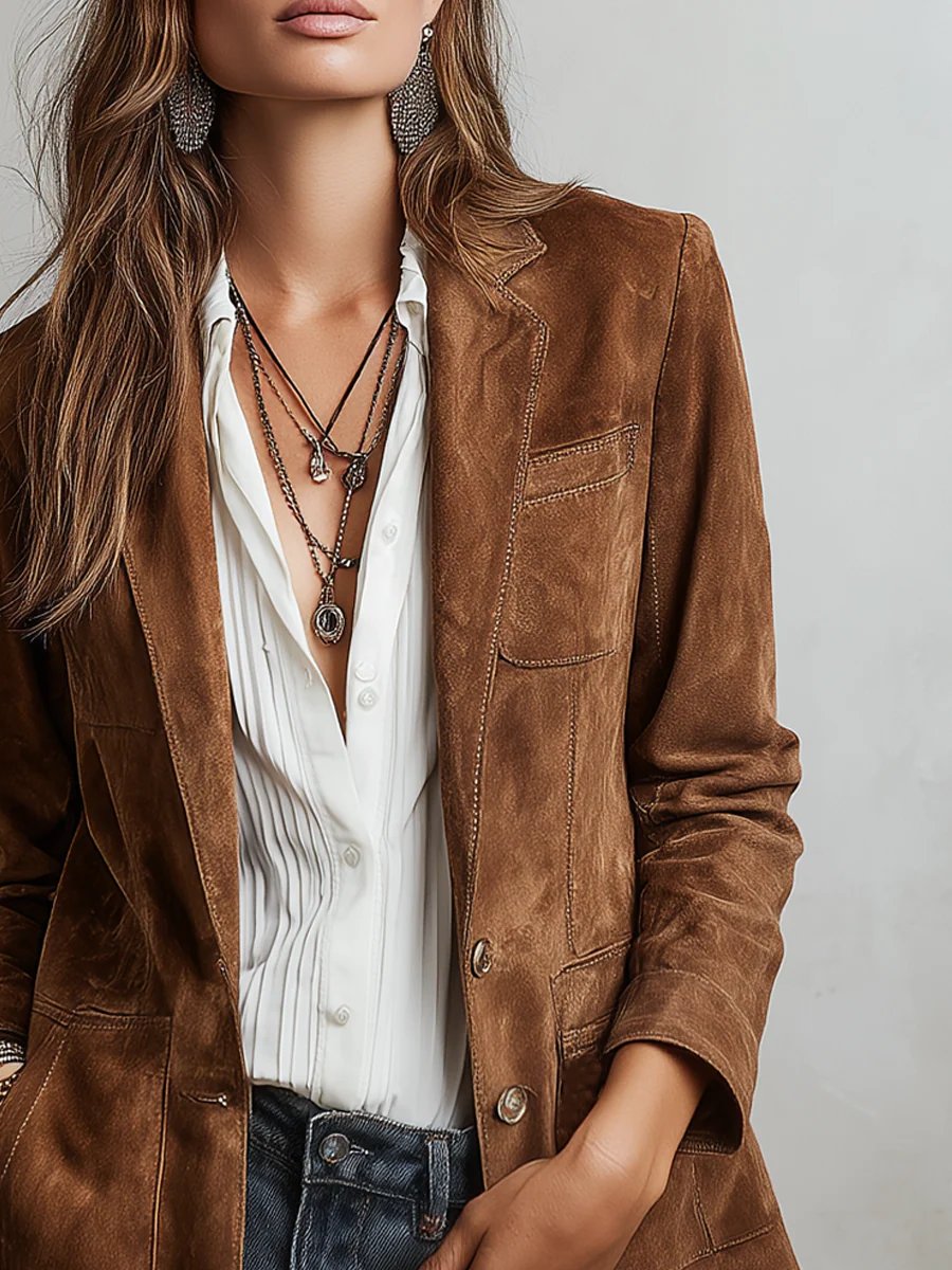 Verónica | Damen-Blazer aus Kunstwildleder mit tailliertem Schnitt  