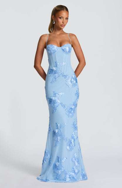Elora | Vestido maxi para mujer con flores bordadas estilo boda