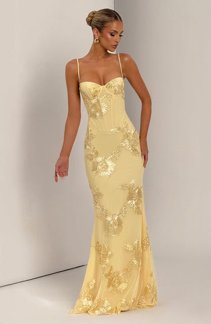 Elora | Vestido maxi para mujer con flores bordadas estilo boda